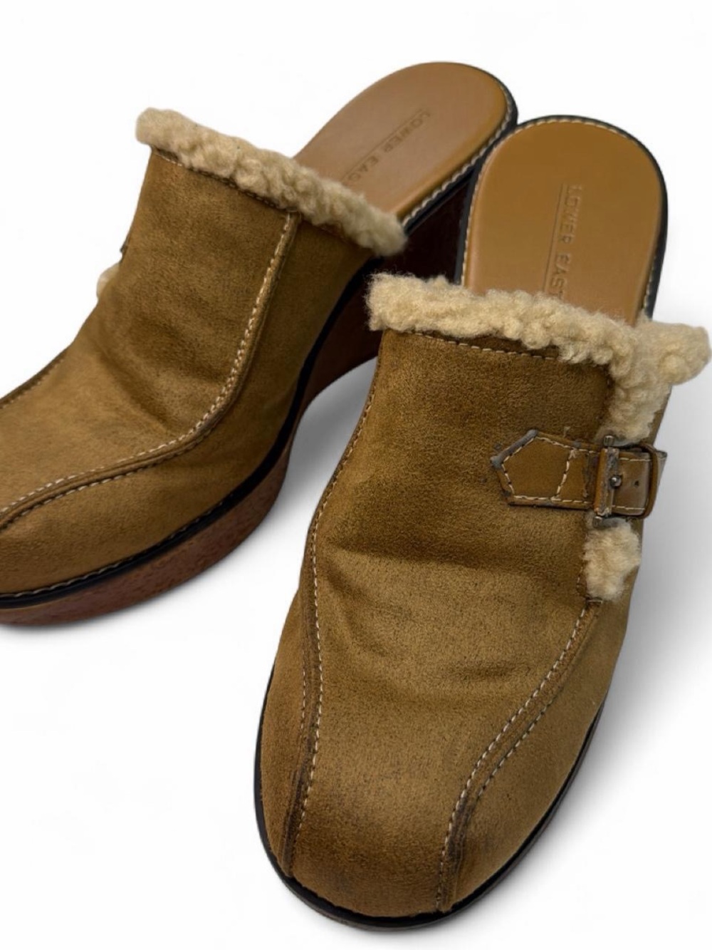 Y2K era Lower East side Sherpa faux suede clogs